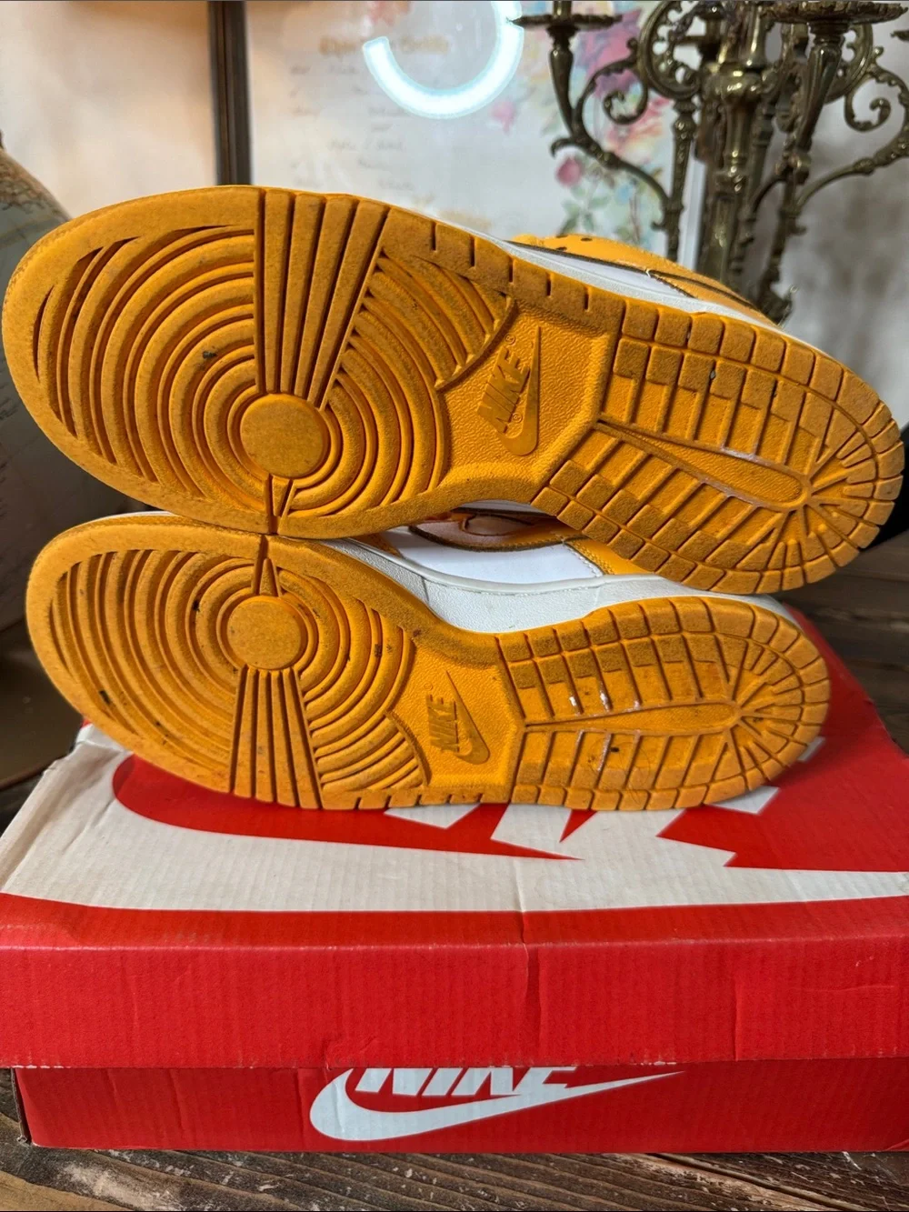 Nike Dunk Low Yellow and White Leather Sneakers